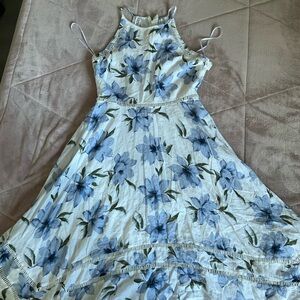 Lulu's Blue Floral High Low Dress